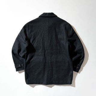 00's Eddie Bauer チャコールグレー 比翼 メルトンウール ハーフ コート