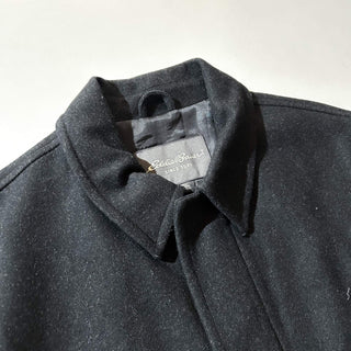 00's Eddie Bauer チャコールグレー 比翼 メルトンウール ハーフ コート