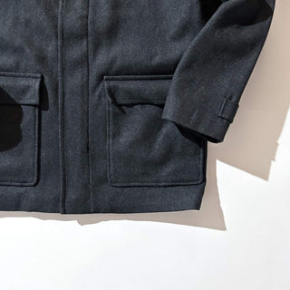 00's Eddie Bauer チャコールグレー 比翼 メルトンウール ハーフ コート