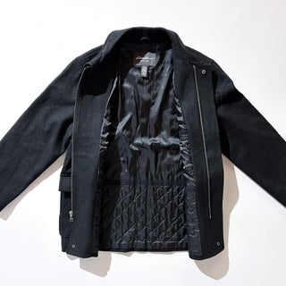 00's Eddie Bauer チャコールグレー 比翼 メルトンウール ハーフ コート