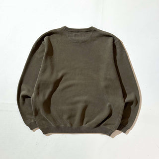 00's Eddie Bauer オリーブ 前V コットン ニット セーター