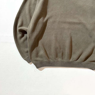 00's Eddie Bauer オリーブ 前V コットン ニット セーター