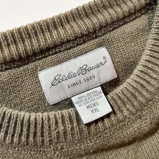 00's Eddie Bauer オリーブ 前V コットン ニット セーター