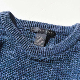～00's GEOFFREY BEENE メランジ コットン ニット セーター(ネイビー×サックス)