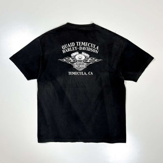 00's HARLEY DAVIDSON フェード 胸ポケット プリント Tシャツ