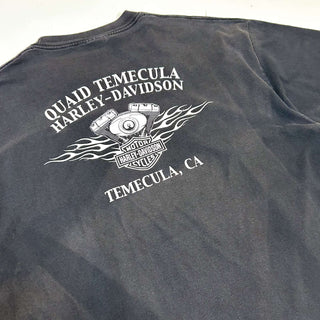00's HARLEY DAVIDSON フェード 胸ポケット プリント Tシャツ