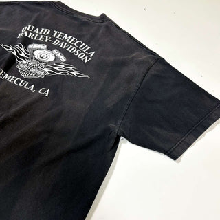 00's HARLEY DAVIDSON フェード 胸ポケット プリント Tシャツ