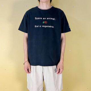 00's Hanes "Spare an animal" グラフィック プリント Tシャツ