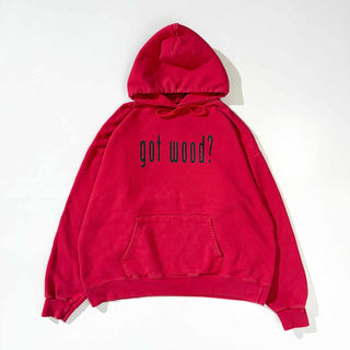 00's Hanes "got wood?" 両面プリント フーディー