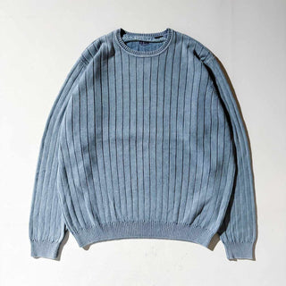 00's IZOD インディゴ 針抜きリブ コットン ニット セーター