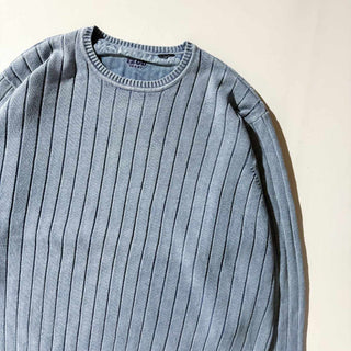 00's IZOD インディゴ 針抜きリブ コットン ニット セーター