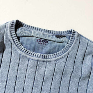 00's IZOD インディゴ 針抜きリブ コットン ニット セーター