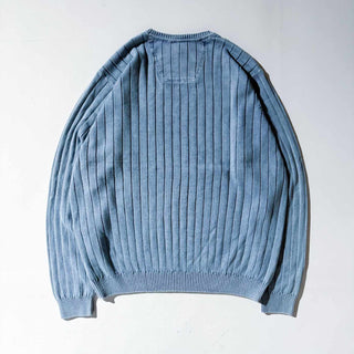 00's IZOD インディゴ 針抜きリブ コットン ニット セーター