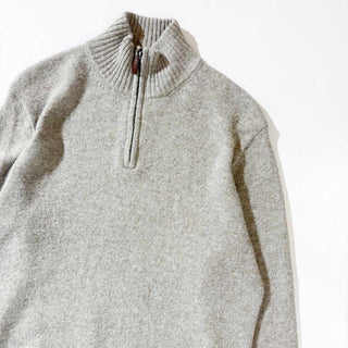 00's J.CREW ラムズウール ハーフジップ ニット セーター(クリーム)