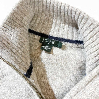 00's J.CREW ラムズウール ハーフジップ ニット セーター(クリーム)