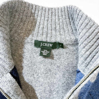 00's J.CREW ラムズウール ハーフジップ ニット セーター(アーガイル)