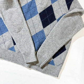 00's J.CREW ラムズウール ハーフジップ ニット セーター(アーガイル)