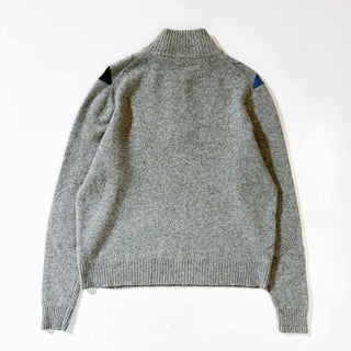 00's J.CREW ラムズウール ハーフジップ ニット セーター(アーガイル)