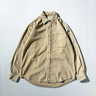 ～00's J.CREW コットン 太畝 コーデュロイ L/Sシャツ(ベージュ)