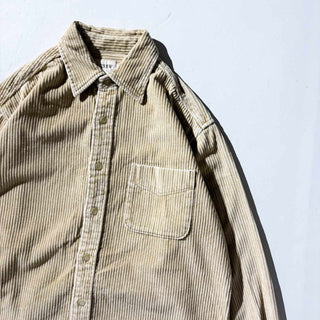 ～00's J.CREW コットン 太畝 コーデュロイ L/Sシャツ(ベージュ)