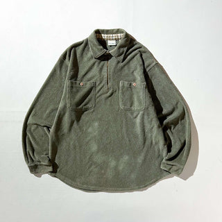 90's〜00's L.L.Bean オリーブ パイル ハーフジップ L/Sシャツ