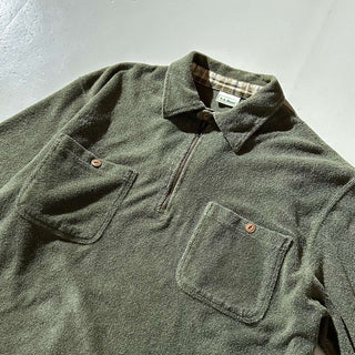 90's〜00's L.L.Bean オリーブ パイル ハーフジップ L/Sシャツ