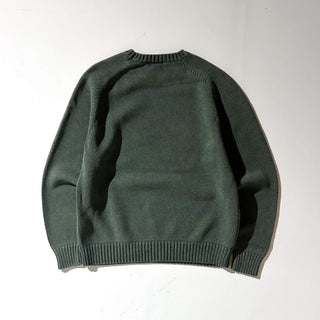 00's LANDS' END コットン ドリフター ニット セーター(グリーン)