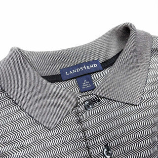 00's LANDS'END ヘリンボーン ボーダー ポロシャツ