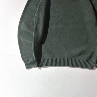 00's LANDS' END コットン ドリフター ニット セーター(グリーン)