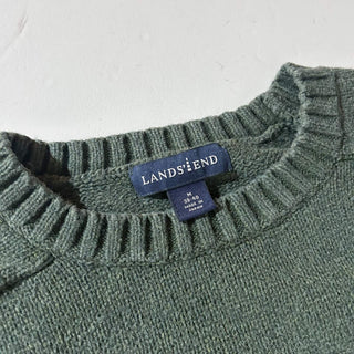 00's LANDS' END コットン ドリフター ニット セーター(グリーン)