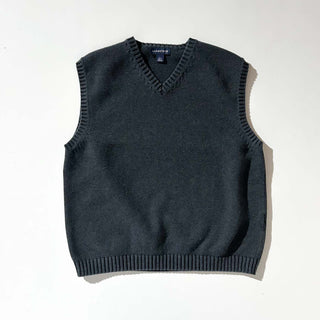 00's Lands' End グレー コットン ドリフター ニット ベスト