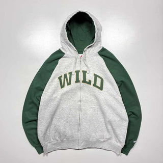 00's MAJESTIC "MINNESOTA WILD" ラグラン フルジップ スウェット パーカ