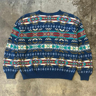 00's Mark Shale 総柄 フェアアイル コットン ニット セーター