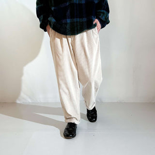 00's NAUTICA オフホワイト 2タック 太畝 コーデュロイ パンツ