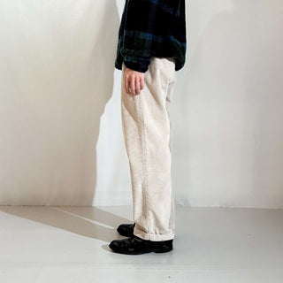 00's NAUTICA オフホワイト 2タック 太畝 コーデュロイ パンツ