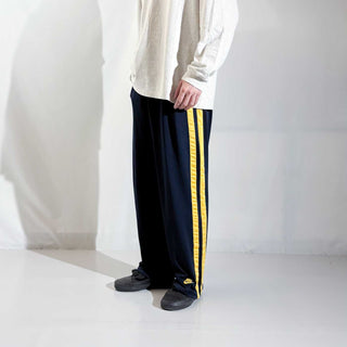 00's NIKE 裾ワンポイント トラック パンツ (ネイビー×イエロー)