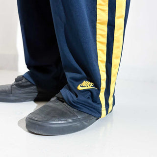 00's NIKE 裾ワンポイント トラック パンツ (ネイビー×イエロー)