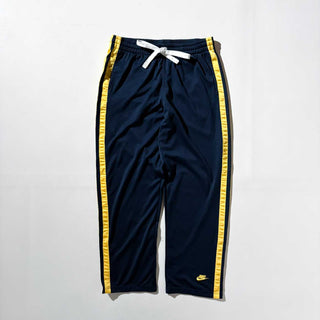 00's NIKE 裾ワンポイント トラック パンツ (ネイビー×イエロー)
