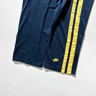 00's NIKE 裾ワンポイント トラック パンツ (ネイビー×イエロー)
