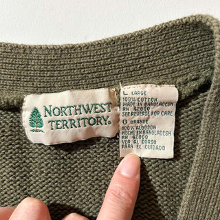 00's NORTHWEST TERRITORY オリーブ コットン ニット カーディガン