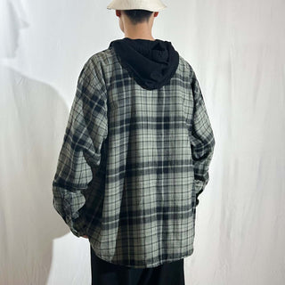 00's No Boundaries チェック フーデッド L/Sネルシャツ