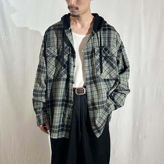 00's No Boundaries チェック フーデッド L/Sネルシャツ