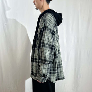00's No Boundaries チェック フーデッド L/Sネルシャツ