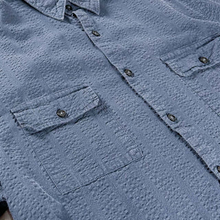 00's PERRY ELLIS シアサッカー レギュラーカラー S/Sシャツ
