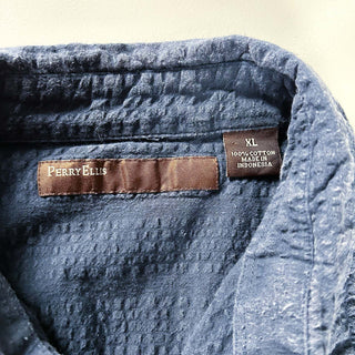00's PERRY ELLIS シアサッカー レギュラーカラー S/Sシャツ