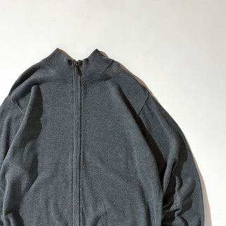 00's PERRY ELLIS コットン×レーヨン ドライバーズタイプ フルジップ ニット セーター