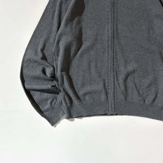 00's PERRY ELLIS コットン×レーヨン ドライバーズタイプ フルジップ ニット セーター