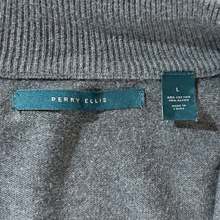 00's PERRY ELLIS コットン×レーヨン ドライバーズタイプ フルジップ ニット セーター