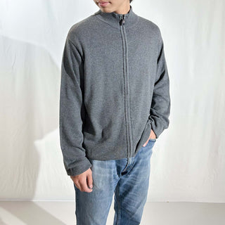 00's PERRY ELLIS コットン×レーヨン ドライバーズタイプ フルジップ ニット セーター