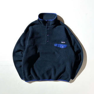 00's Patagonia ダークネイビー×ブルー スナップT フリース プルオーバー ジャケット
